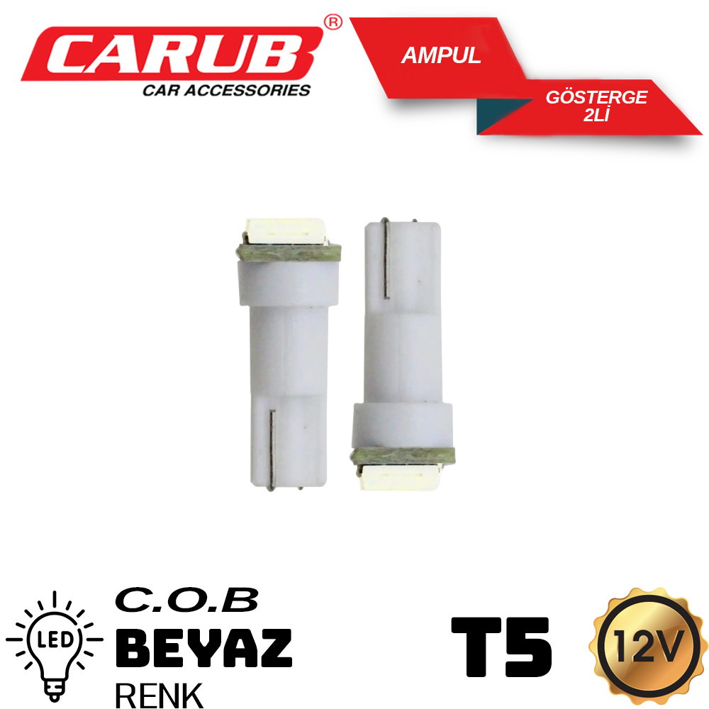 CARUB T5 Gösterge 12V C O B LED Ampul Beyaz Burak Otomotiv